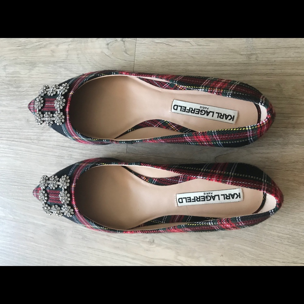 Karl Lagerfeld plaid flats size 6.5
